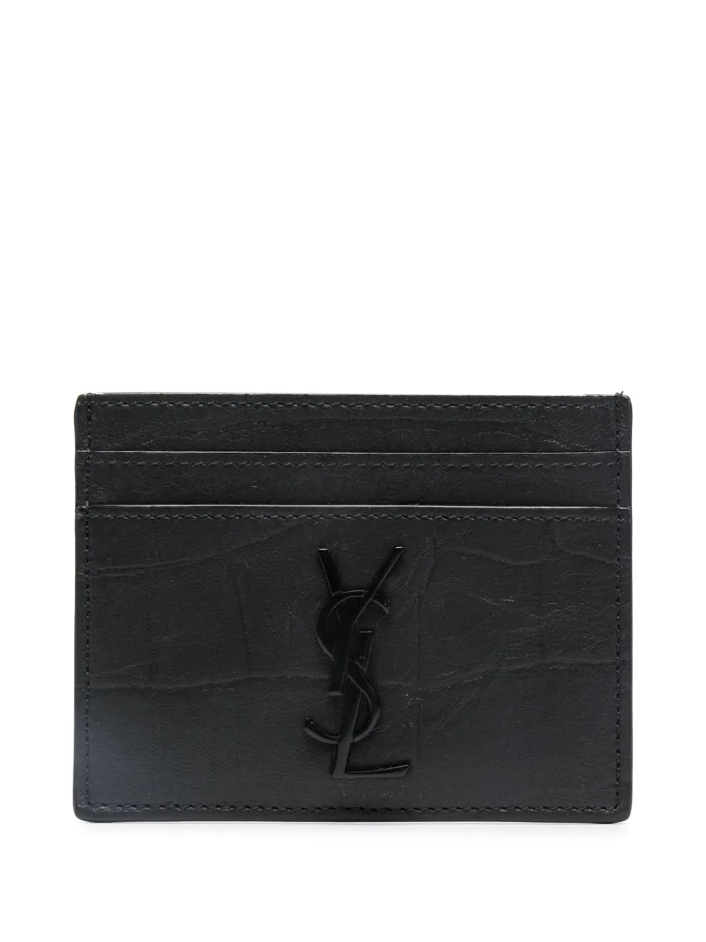 Saint Laurent porte-cartes en cuir embossé crocodile Cassandre