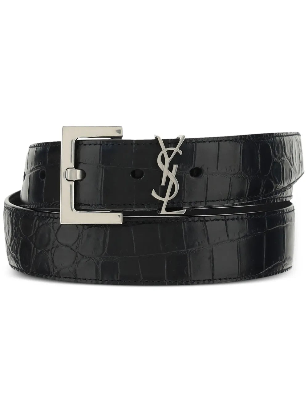 Saint Laurent ceinture Cassandre à effet peau de crocodile