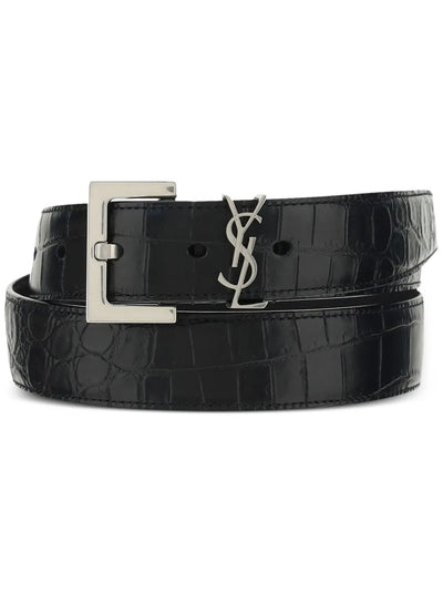 Saint Laurent ceinture Cassandre à effet peau de crocodile