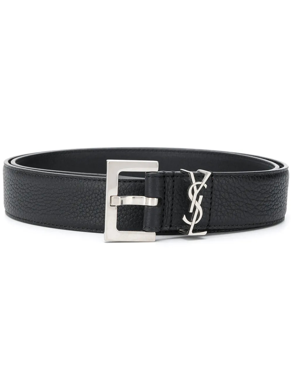 Saint Laurent ceinture en cuir grainé à plaque logo YSL