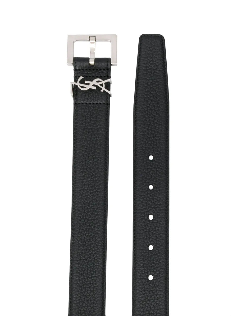 Saint Laurent ceinture en cuir grainé à plaque logo YSL