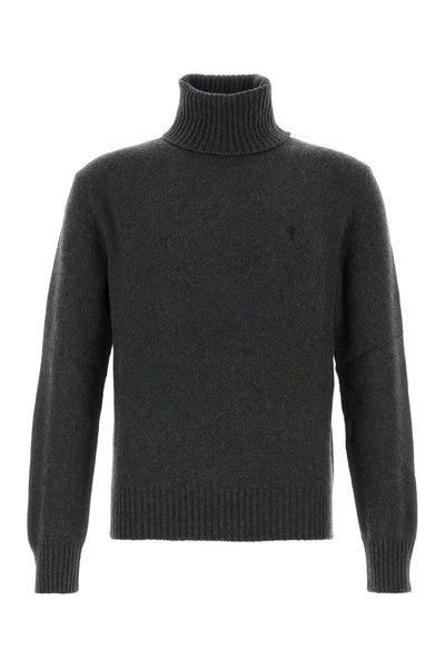 AMI Paris pull côtelé à col roulé Ami de Coeur