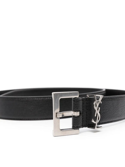 Saint Laurent ceinture en cuir lisse à plaque logo YSL