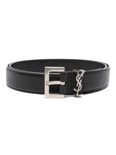 Saint Laurent ceinture en cuir lisse à plaque logo YSL