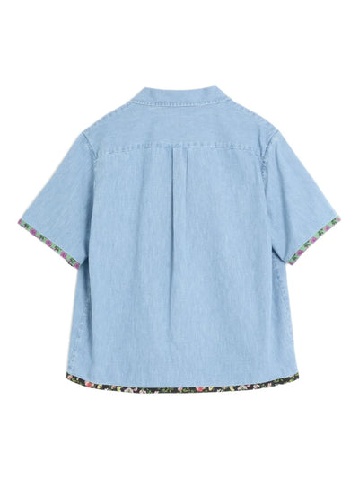 Valentino Garavani chemise bowling en jean à bords fleuris