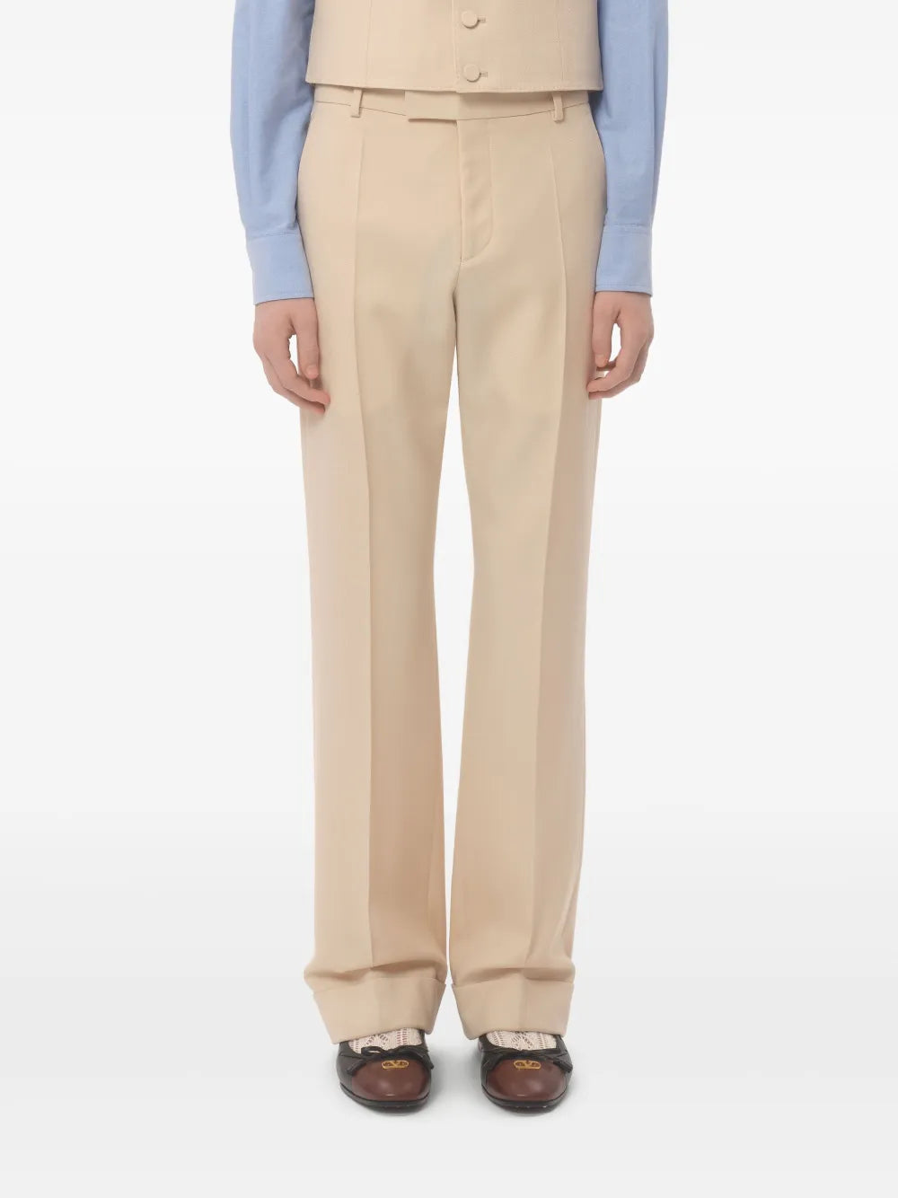 Valentino Garavani pantalon en laine à ourlet retroussé