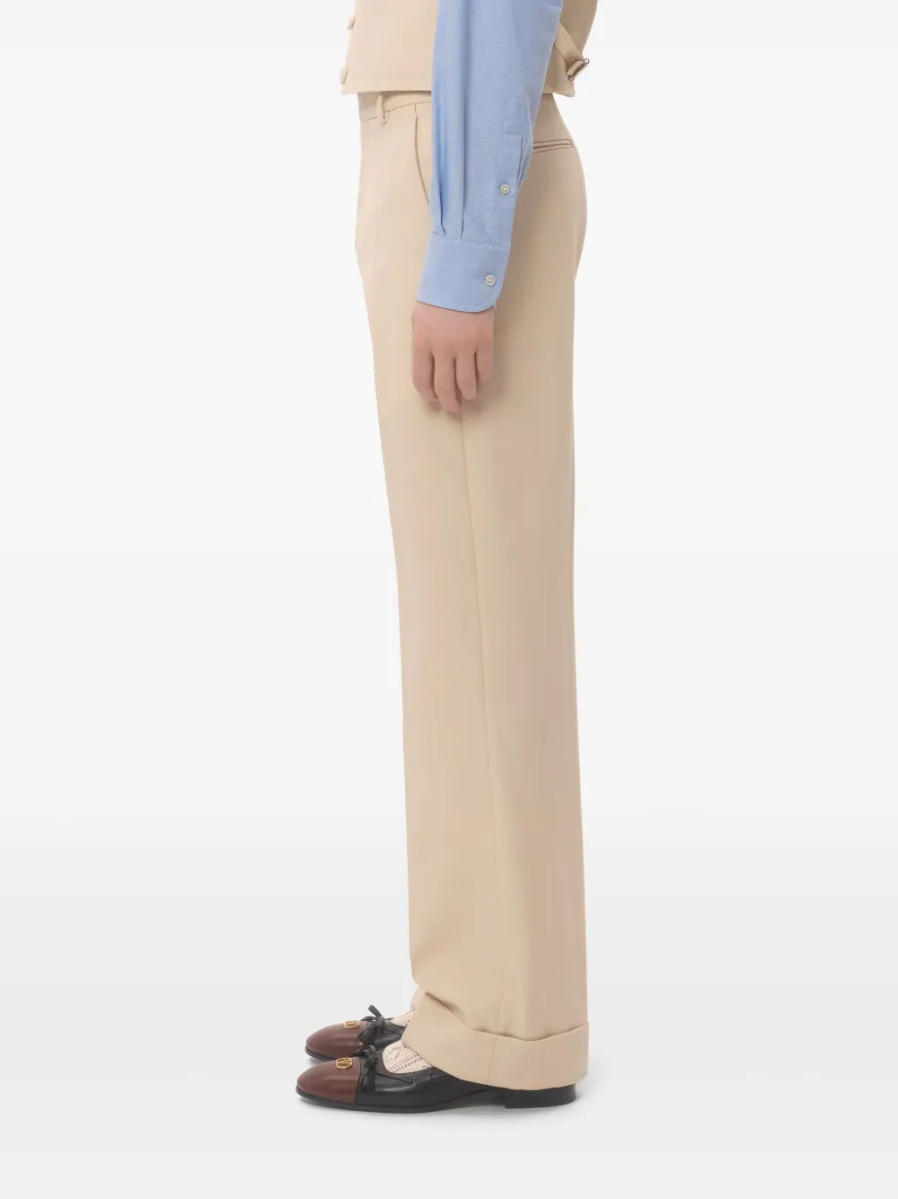Valentino Garavani pantalon en laine à ourlet retroussé