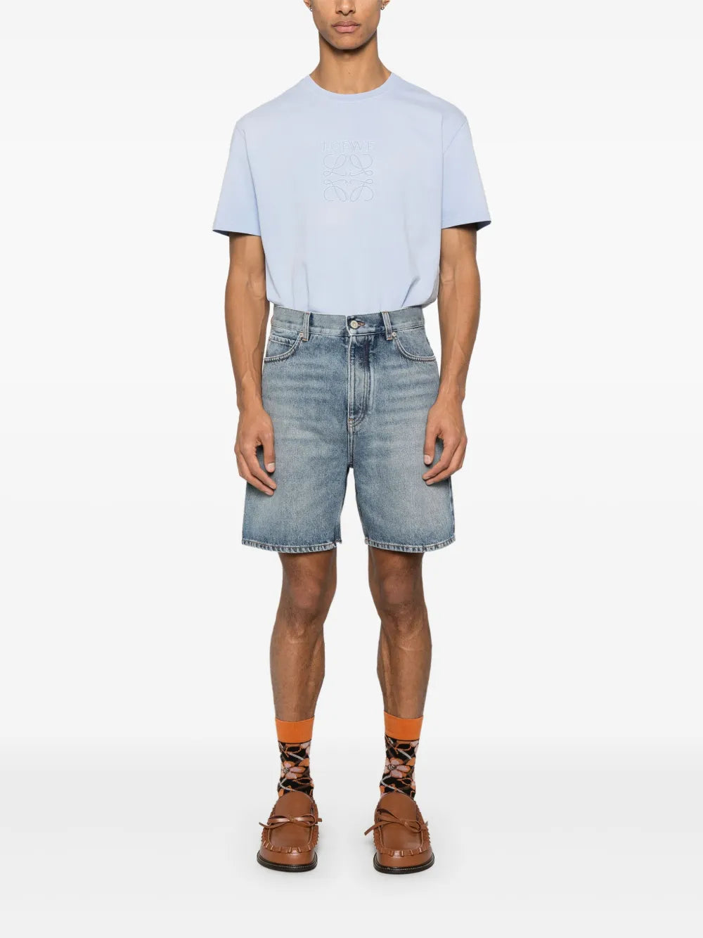 LOEWE short en jean à patch logo