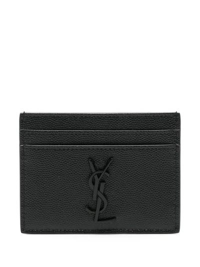 Saint Laurent porte-cartes en cuir grainé Cassandre