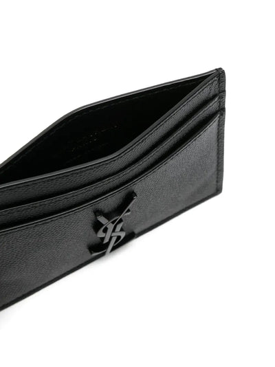 Saint Laurent porte-cartes en cuir grainé Cassandre