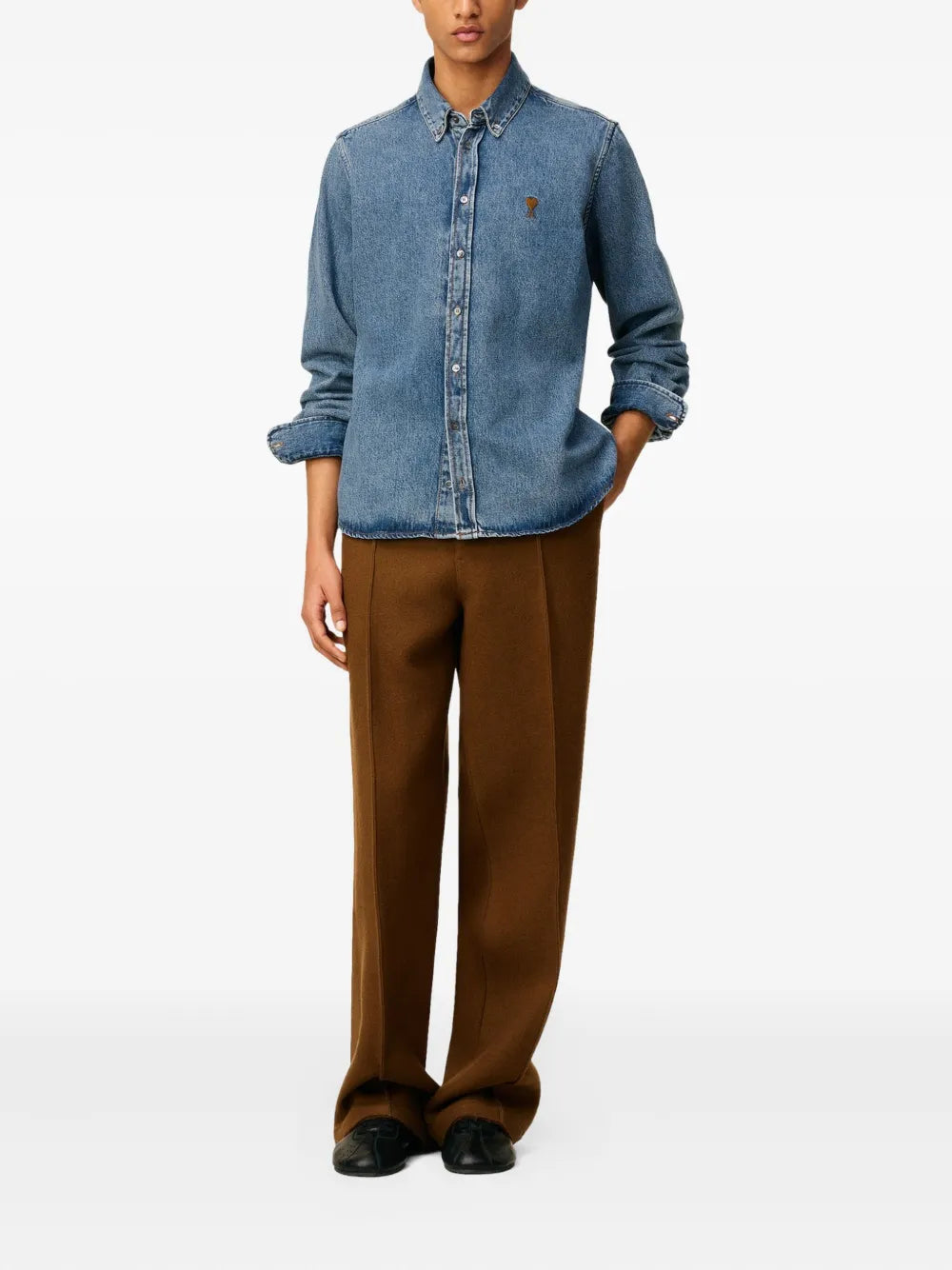AMI Paris chemise en jean à logo Ami de Coeur