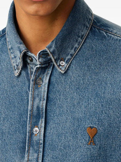 AMI Paris chemise en jean à logo Ami de Coeur