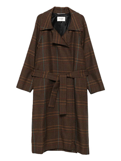 Saint Laurent manteau long en laine Prince de Galles