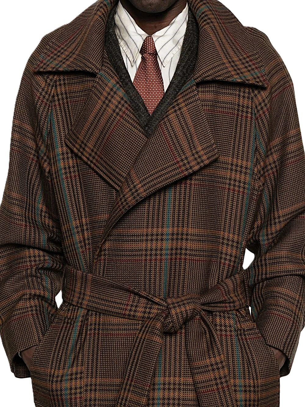 Saint Laurent manteau long en laine Prince de Galles