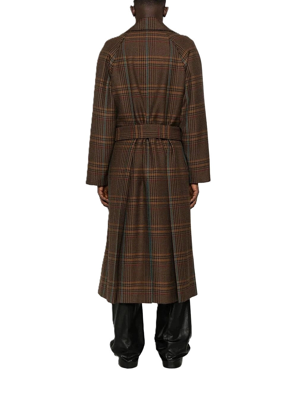 Saint Laurent manteau long en laine Prince de Galles