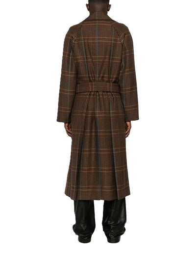 Saint Laurent manteau long en laine Prince de Galles