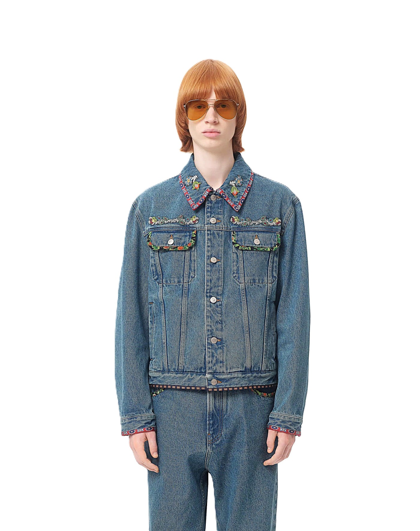 Valentino Garavani veste en jean à broderies