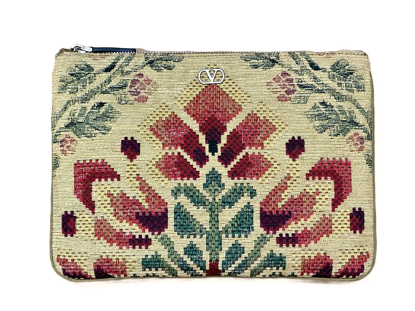 Valentino Garavani pochette VLogo Signature en raphia jacquard