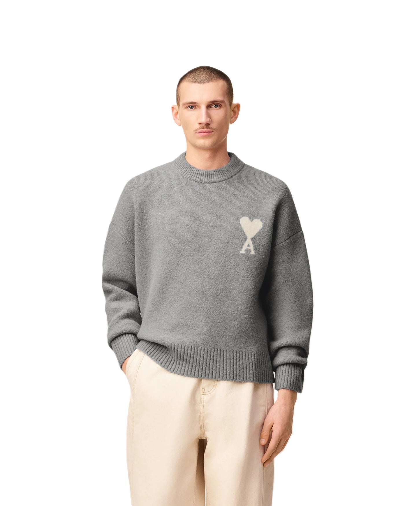AMI Paris pull à logo Ami de Coeur en alpaga