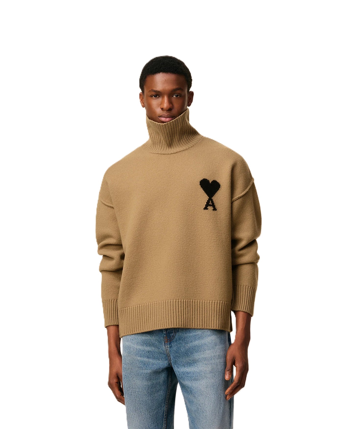 AMI Paris pull à col cheminée Ami de Cœur en laine