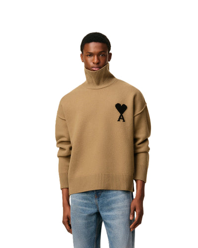 AMI Paris pull à col cheminée Ami de Cœur en laine