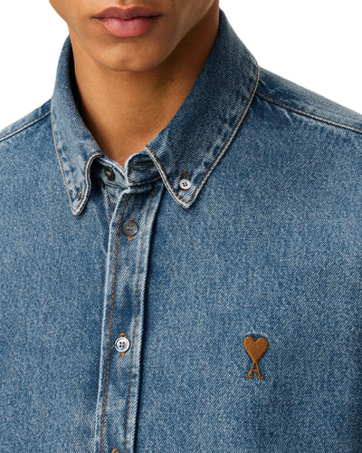 AMI Paris chemise à logo Ami de Cœur en denim