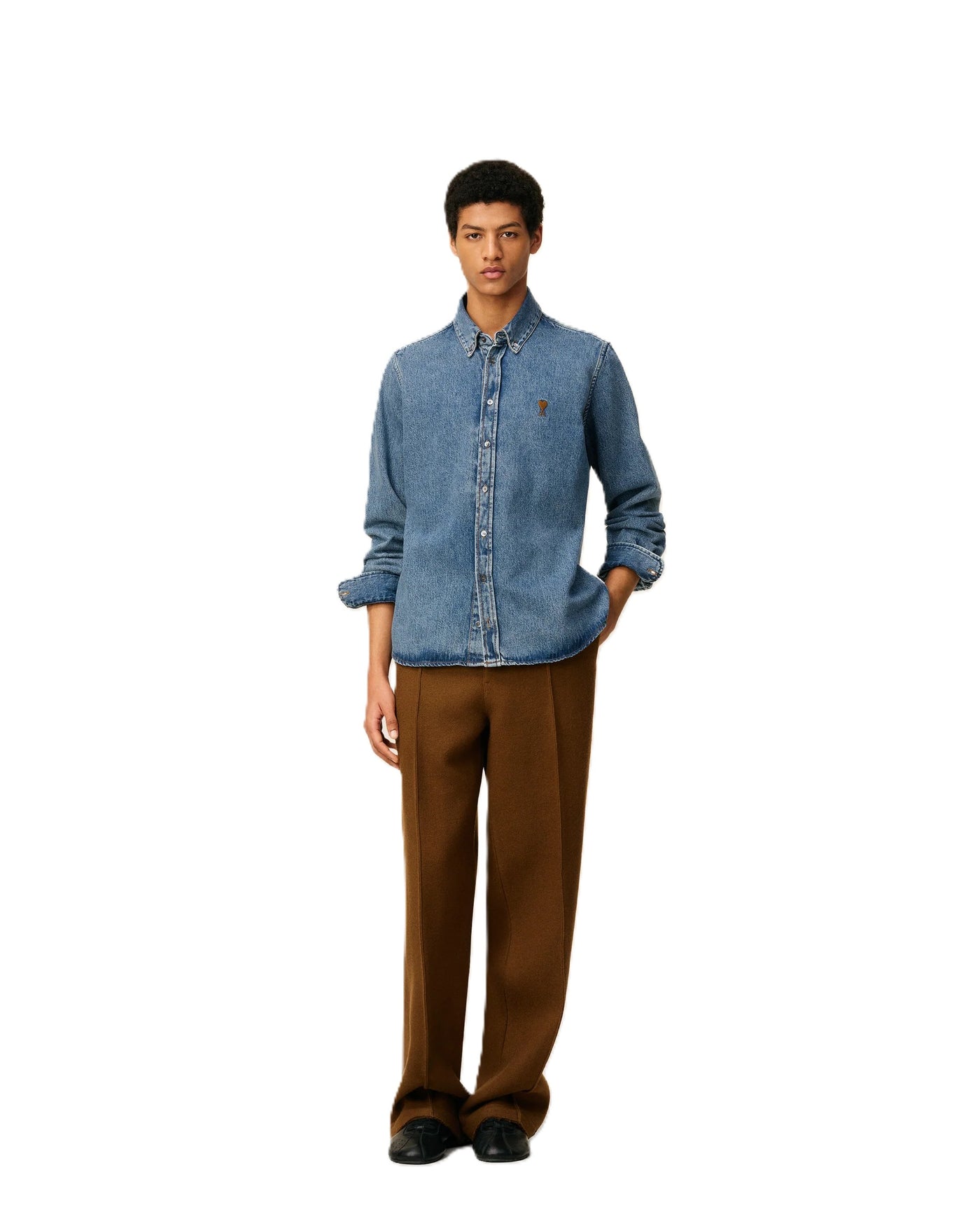 AMI Paris chemise à logo Ami de Cœur en denim
